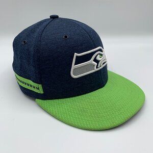 Seattle Seahawks NFL Navy Blue Volt Green New Era 59Fifty Fitted Hat Youth 6 3/4
